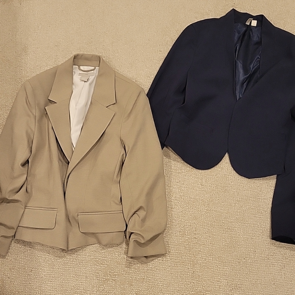 Frenchi Navy & H&M Tan Cropped Blazers